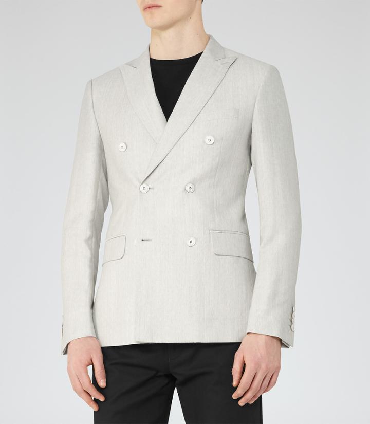 Reiss Ochea - Mens Wool And Linen Blazer In White, Size 36