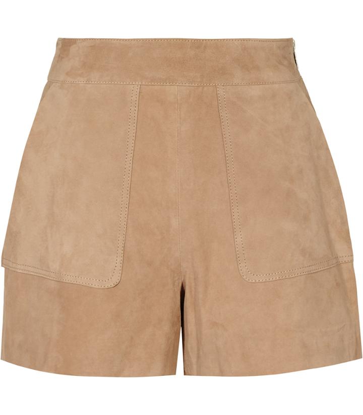 Reiss Paris - Womens Suede Shorts In Brown, Size 10