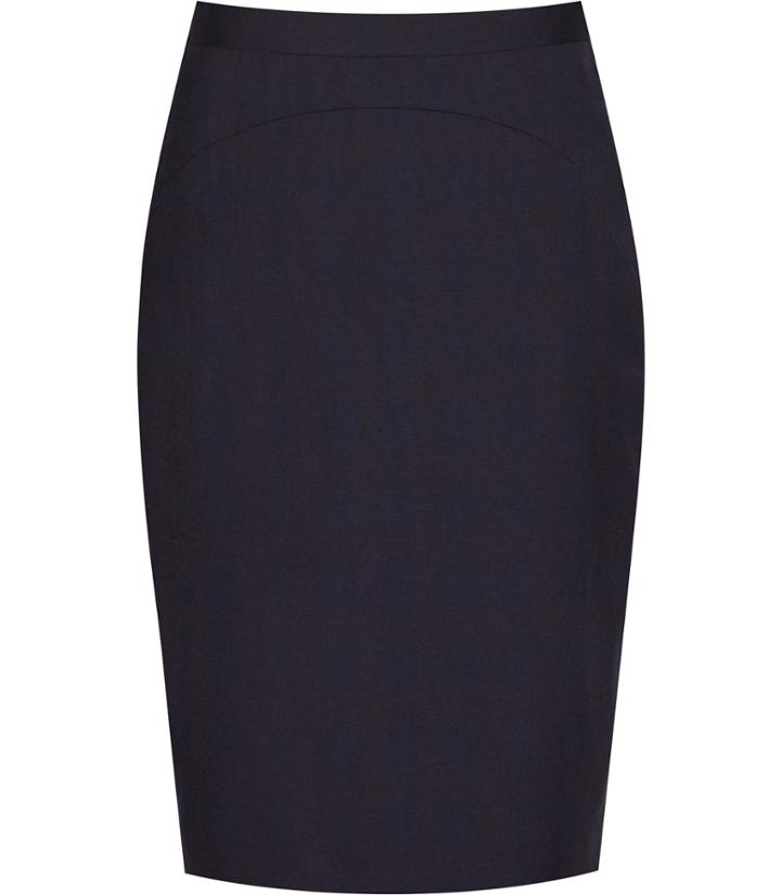Reiss Tyra Skirt - Womens Checked Pencil Skirt In Blue, Size 4
