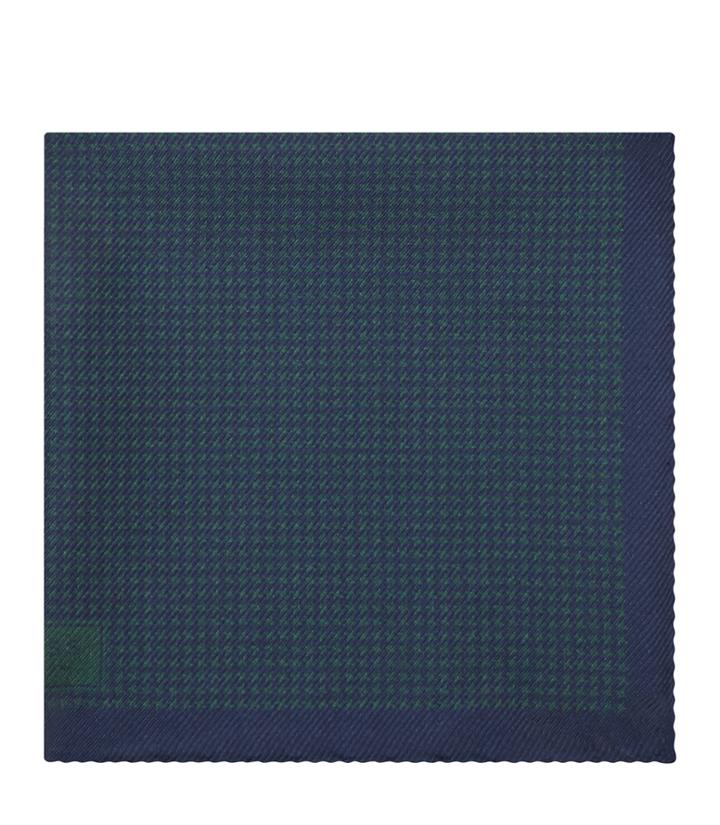 Reiss Walker - Mens Houndstooth Pocket Square In Green, Size One Size