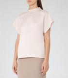 Reiss Della - Womens High-neck Short Sleeved Top In Pink, Size 4