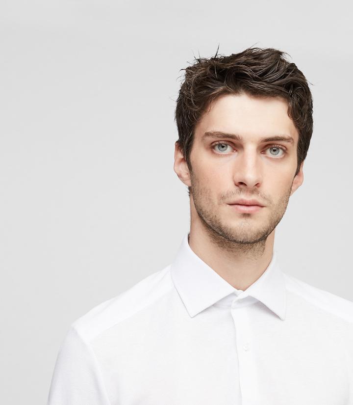 Reiss Nathan - Pique Jersey Shirt In White, Mens, Size S