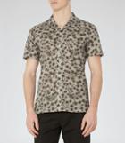 Reiss Hiro - Printed Cotton Shirt In Brown, Mens, Size Xs