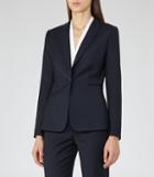 Reiss Indi Jacket - Womens Textured Single-breasted Blazer In Blue, Size 6