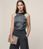 Reiss Shannon - Cowl-back Top In Blue, Womens, Size 0