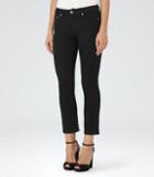 Reiss Faye Black - Womens Cropped Kick-flare Jeans In Black, Size 24