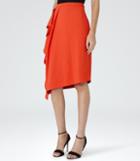 Reiss Dita - Womens Waterfall Front Skirt In Orange, Size 4
