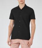 Reiss Torino - Cuban Collar Shirt In Black, Mens, Size S