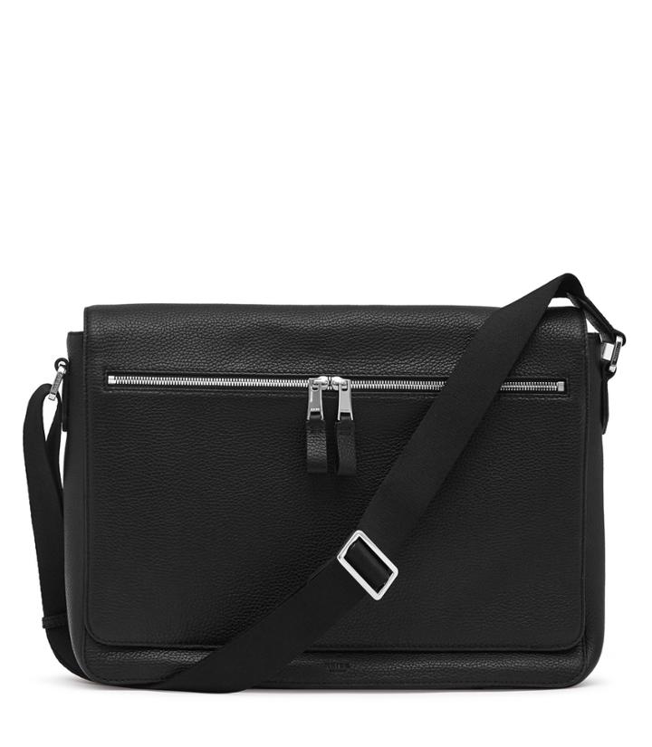 Reiss Marsh - Mens Leather Messenger Bag In Black