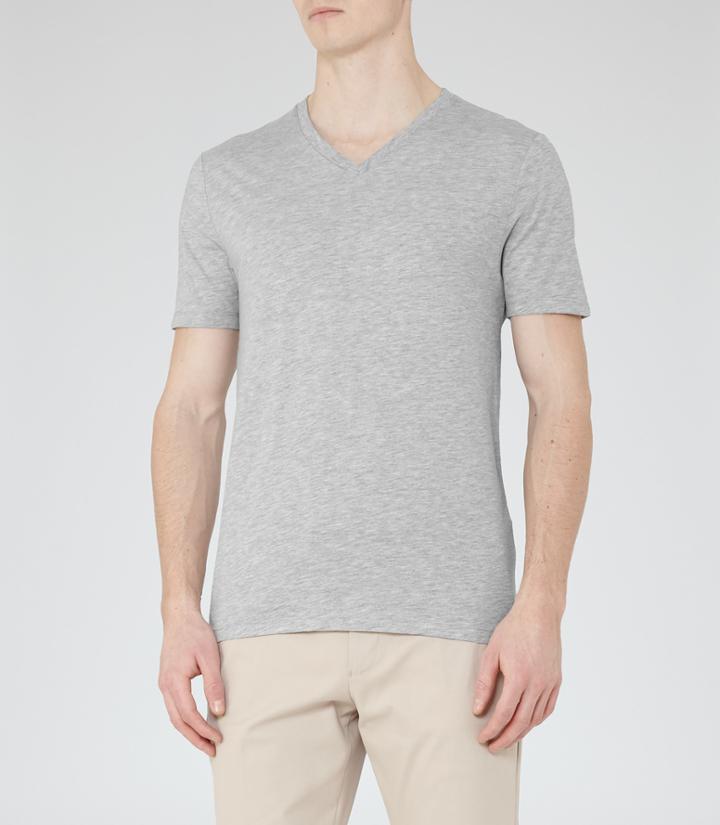Reiss Dayton Marl - Mens V-neck T-shirt In Grey, Size Xs