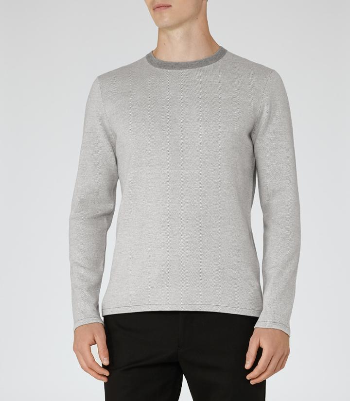 Reiss Crator - Mens Textured Jumper In Grey, Size S