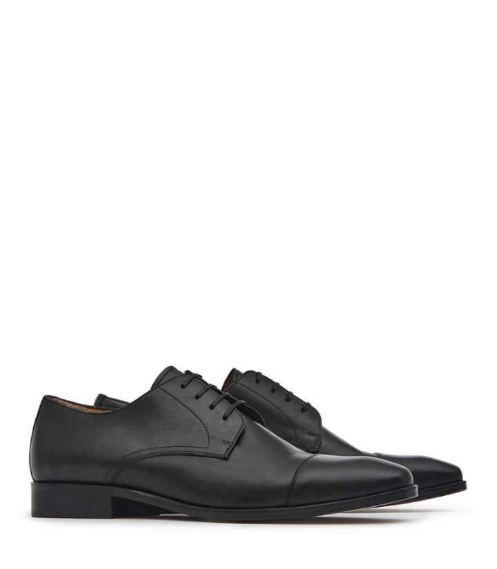 Reiss Finley - Mens Toe Cap Derby Shoes In Black, Size 9