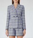 Reiss Jada Jacket - Womens Checked Blazer In Blue, Size 6