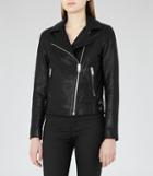 Reiss Caden - Womens Leather Biker Jacket In Black, Size 6