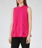 Reiss Macau - Ruffle-front Top In Red, Womens, Size 0