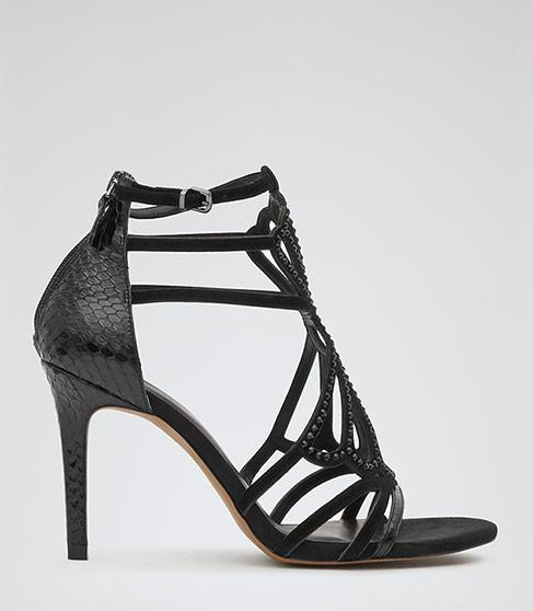 Reiss Scarlet Jewelled Statement Sandals