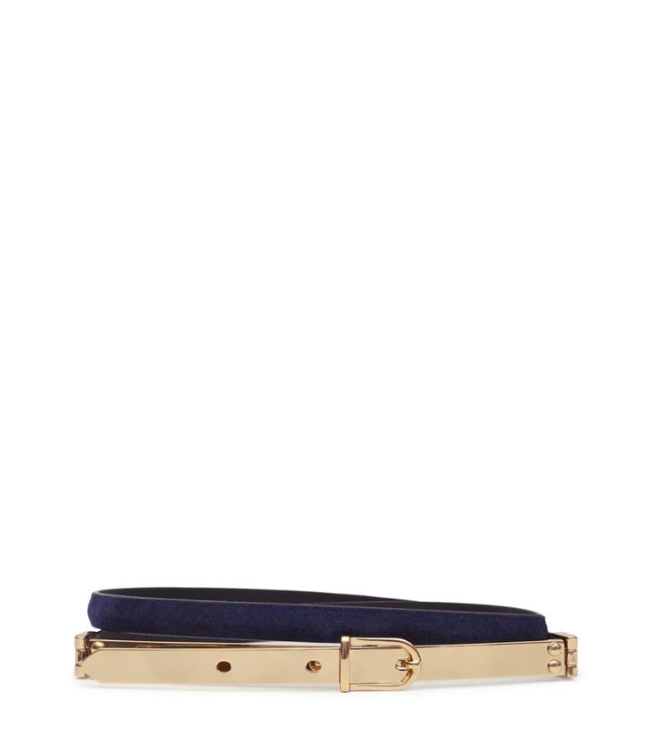 Reiss Jasper - Womens Slim Suede Belt In Blue, Size Xs