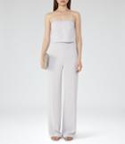 Reiss Shanta - Womens Strapless Wide-leg Jumpsuit In Blue, Size 4