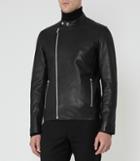 Reiss Georgia - Mens Leather Tab Collar Jacket In Black, Size S