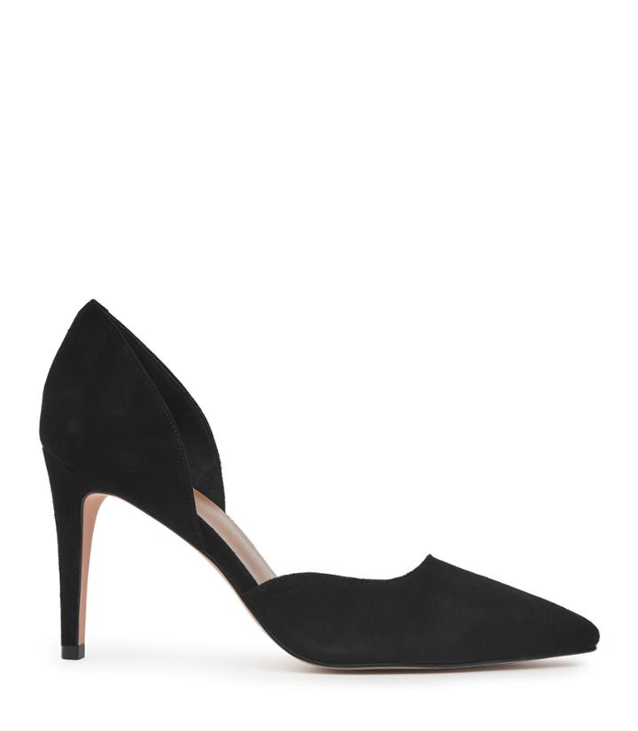 Reiss Lawrence Suede - Womens Suede Court Shoes In Black, Size 3