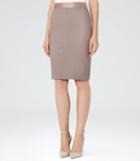 Reiss Megan - Womens Stretch-leather Pencil Skirt In Brown, Size 6