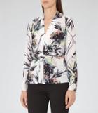 Reiss Maria - Printed Twist-front Top In White, Womens, Size 2