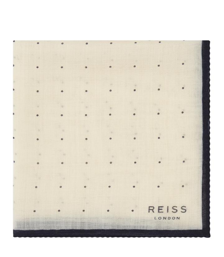 Reiss Cinta - Mens Spotted Pocket Square In White, Size One Size