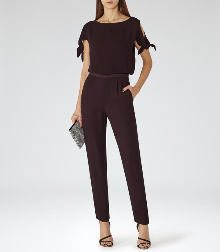Reiss Turner - Womens Tie-sleeve Jumpsuit In Red, Size 4