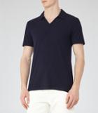 Reiss Charles - Ribbed Polo Shirt In Blue, Mens, Size Xs