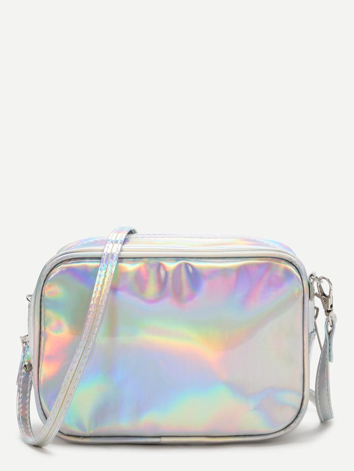 Romwe Silver Casual Pu Crossbody Bag