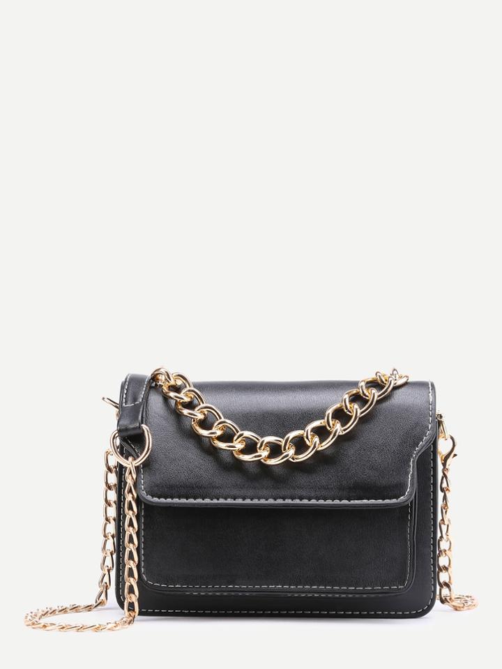 Romwe Seam Trim Flap Crossbody Bag