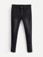 Romwe Studded Detail Skinny Jeans