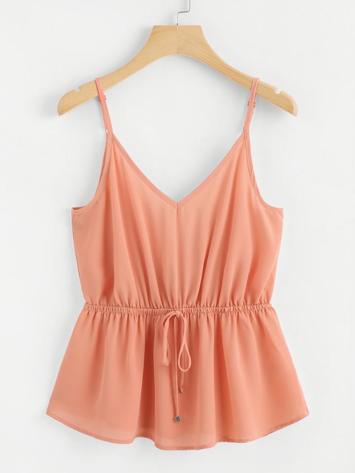 Romwe Drawstring Waist Cami Top