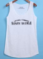 Romwe Round Neck Letters Print Tank Top