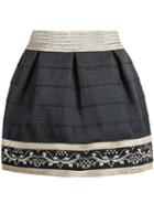 Romwe Floral Striped Flare Skirt