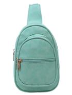 Romwe Faux Leather One-shoulder Backpack - Mint Green