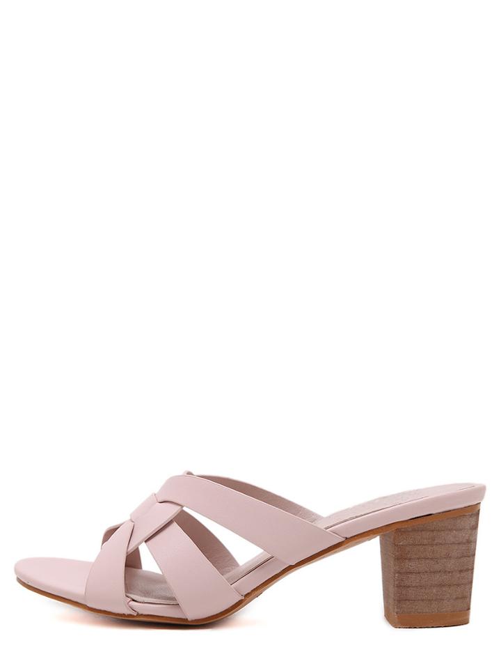 Romwe Pink H-strap Chunky Sandals