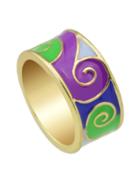 Romwe Green-8 Round Gold Plated Finger Rings