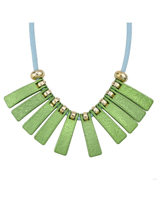 Romwe Fashionable Style Beautiful Green Long Spike Statement Collar Necklace
