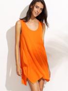 Romwe Orange Asymmetrical Tank Dress