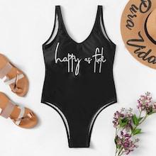 Romwe Plus Letter Print One Piece Swimsuit