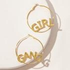 Romwe Letter Decor Hoop Earrings 1pair