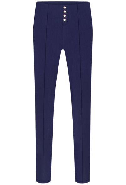 Romwe Blue Buttons High Waist Pencil Pant