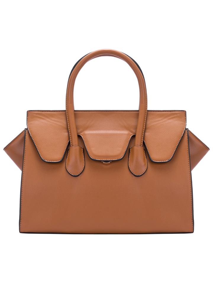 Romwe Yellow Magnetic Buckle Pu Shoulder Bag