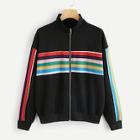 Romwe Colorful Striped Print Jacket