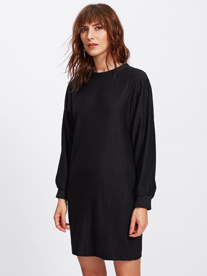 Romwe Ribbed Shift Dress