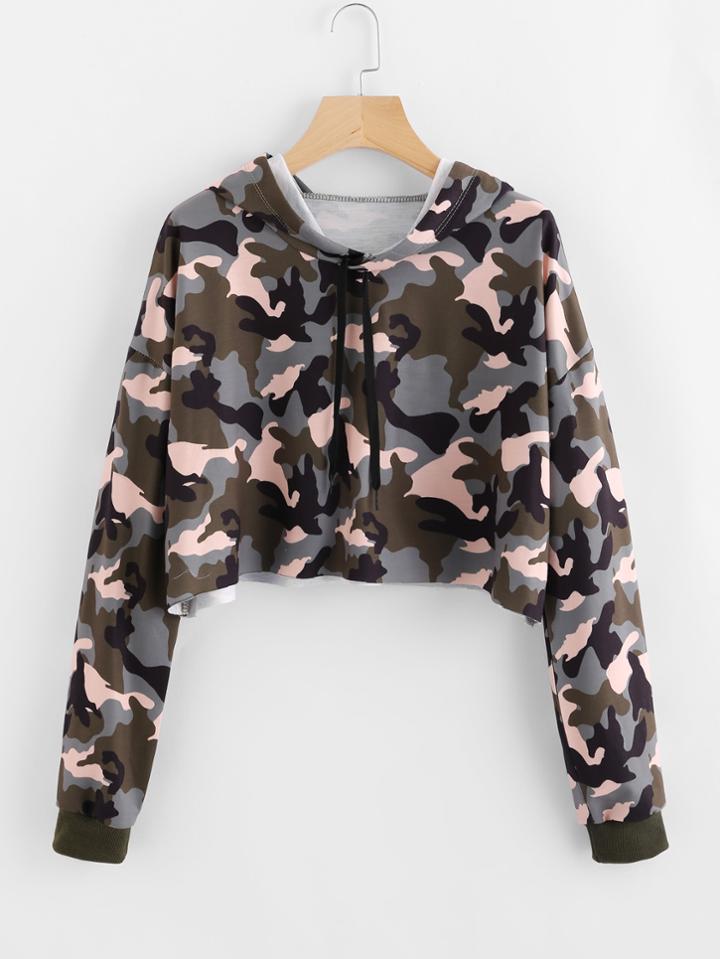 Romwe Camo Print Hoodie
