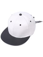 Romwe Black And White Faux Leather Tie Back Hip Hop Baseball Cap