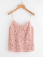 Romwe Fringe Fluffy Cami Top