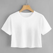 Romwe Solid Basic Crop Tee